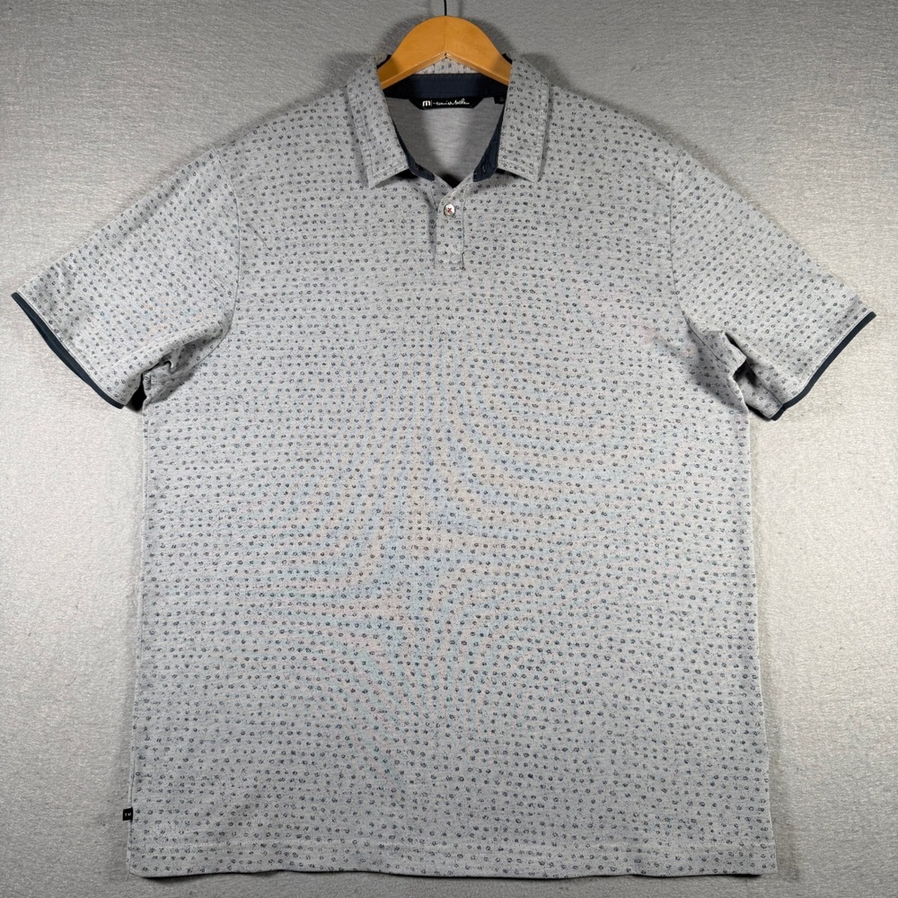TravisMathew Mens XL Gray Kapalua Butterfly Logo‎ Pima Cotton Blend Polo Shirt